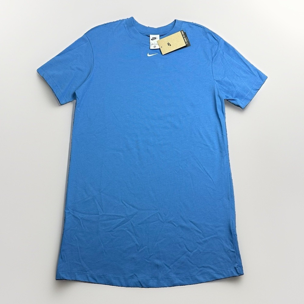 NWT Nike Sportswear Oversized T-Shirt Dress Womens Small Blue Swoosh DV7882-402